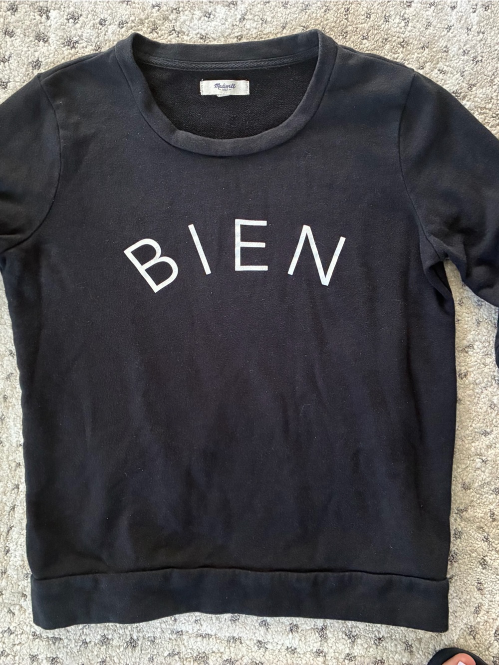 Madewell Black Womens Sweatshirt  “BIEN FAIT” (French for “well done”)